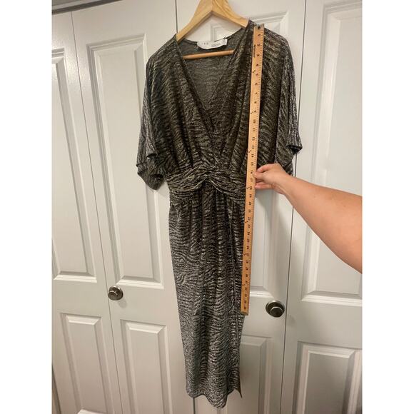 IRO 2 Volsun DISCO Metallic Midi Dress $425 Sheer Zebra Wrap Sparkly Glitter - Picture 12 of 16